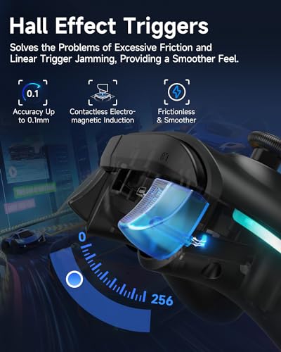 EasySMX X15 PC Controller - Enhanced Wireless Bluetooth Controller with Hall Joysticks/Hall Triggers/RGB Lighting - No Stick Drift, No Dead Zone - Work for Windows PC, Android, Steam and Switch