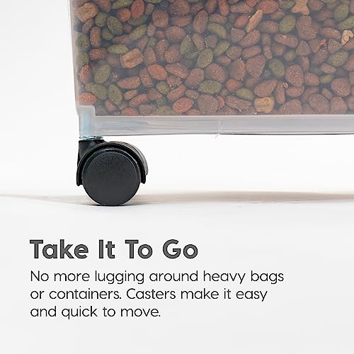 IRIS USA Airtight Dog Food Storage Container, Up to 30 lbs, Attachable Wheels, for Dog Cat Bird and other Pet Food Storage Bin, Keep Fresh, Easy Mobility, BPA Free, Black