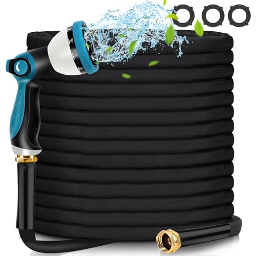 Garden Hose 50ft - Water Hose 50ft with 10 Function Hose Nozzle, Lightweight, Kink Free, Non-Expandable Fabric Garden Hose for Outdoor, Garden, Watering, Car Wash, Yard, Lawn and RV