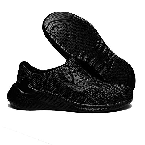lozoye Professional Chef Clogs for Men Non Slip Oil Water Resistant Food Service Work Sneakers Comfort Casual Shoes (Numeric_7) Black