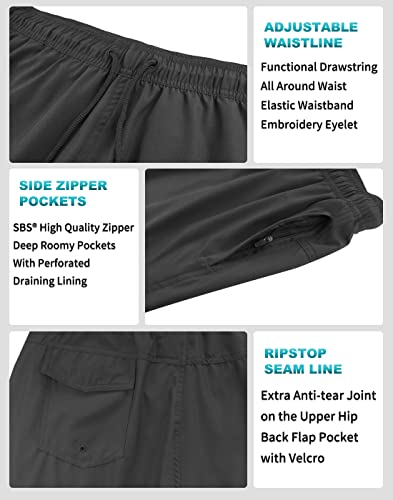 LUCOWEE Mens Swimming Trunks with Compression Liner Breathable Tech Lined Swim Shorts Zipper Pocket Shirt Loop Quick Dry UPF 50+ Stretchy 7 inch Inseam Bathing Suit Swimsuits Coconut Island Medium