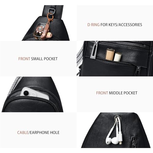 Leresas Sling Bag for Women Men Sling Purse Backpack 2024 Crossbody Bags Fanny Pack Trendy Vegan Leather Anti Theft Beige