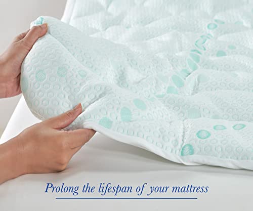 California Design Den Twin Cooling Mattress Pad, 3-Zone Quilted, Deep Pocket, Machine Washable, White