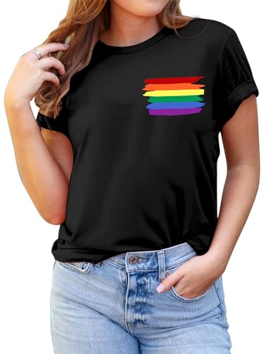 MAIHUN Gay Pride Flag Shirt for Women Rainbow Tshirts LGBT Ally Short Sleeve Lesbian Tee Tops