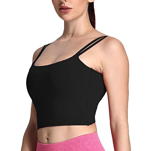 Aoxjox Women's Workout Sports Bras Fitness Padded Backless Yoga Crop Tank Top Twist Back Cami (Bottle Green, Medium)