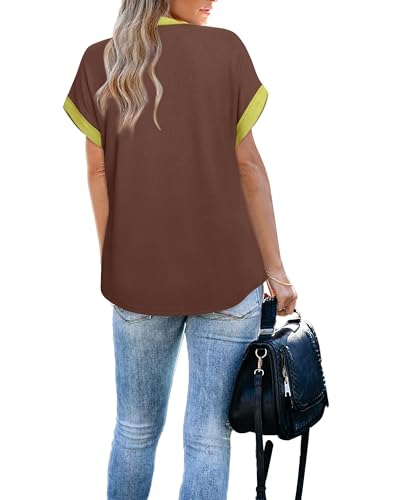 Vivilli Casual Tops for Women: School Outfits for Teachers Summer Women's Polo Shirts Work Trendy Dressy Casual Short Sleeve Business Ladies Zipper Collared V Neck Golf Shirts Grey L
