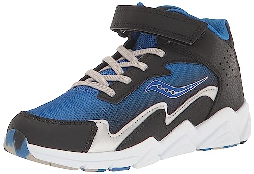 Saucony Flash Alternative Closure Mid Sneaker, Black/Blue, 10.5 US Unisex Big Kid