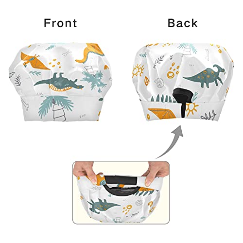 Kids Apron Chef Hat Set for Girls Cute Boys Dinosaur Pattern Waterproof with Pockets Painting Cooking 3-6