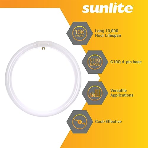 Sunlite 41430 FC12T9/WW T9 Round Fluorescent Circline Lamp, 32 Watts, 2600 Lumens, 3000K Warm White, RoHS Compliant, G10Q 4-Pin Base, 1 Pack