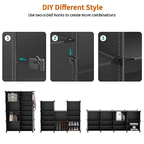 AWTATOS Closet Organizer 8 Cube Storage Shelves Portable Closet Clothes Organizers and Storage Stackable Cubby Shelving for Closet Bedroom Living Room Office Black