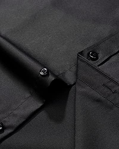 Alimens & Gentle Men's Dress Shirts Wrinkle-Free Long Sleeve Stretch Solid Formal Business Button Down Shirt with Pocket