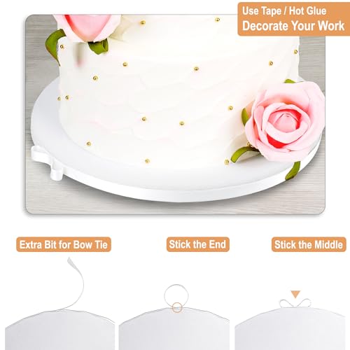 BOARDS+ Sleek Cake Board Drums 10 Inch (10 Pack) | 1/2" Thick Cake Board Rounds | Free Prop Up Tool & Matching Ribbon | Sturdy Professional Looking & Greaseproof Cake Circles for Heavy/Tiered Cakes