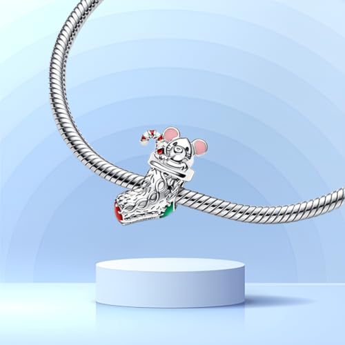 polengju A Mouse In A Sock Charms for 925 Sterling Silver Bracelets Necklaces,Wommen's bead charm Christmas Anniversary Jewelry Gifts