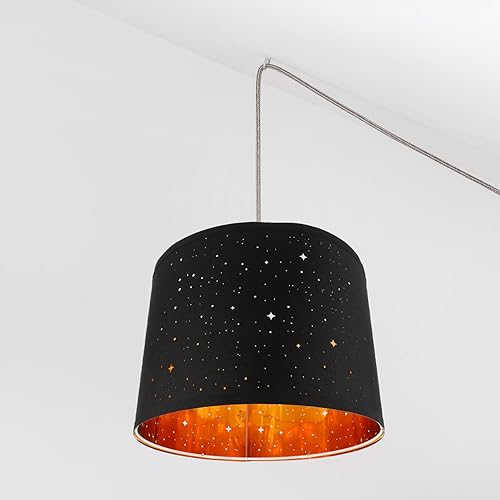 BESTOYARD Star Lamp Shade 13 x 10 Inch Drum Lampshade Shades Black Etching Process Funky Lamp Shades for Table Lamps Light Shade Pendant Light Holder Replacement