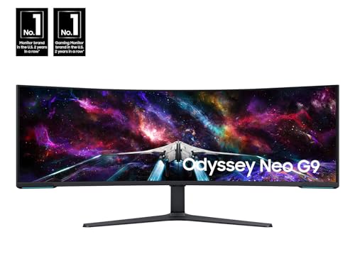 SAMSUNG 57" Odyssey Neo G9 Series Dual 4K UHD 1000R Curved Gaming Monitor, 240Hz, 1ms with DisplayPort 2.1, Quantum Mini-LED, DisplayHDR 1000, AMD FreeSync Premium Pro, LS57CG952NNXZA, 2023