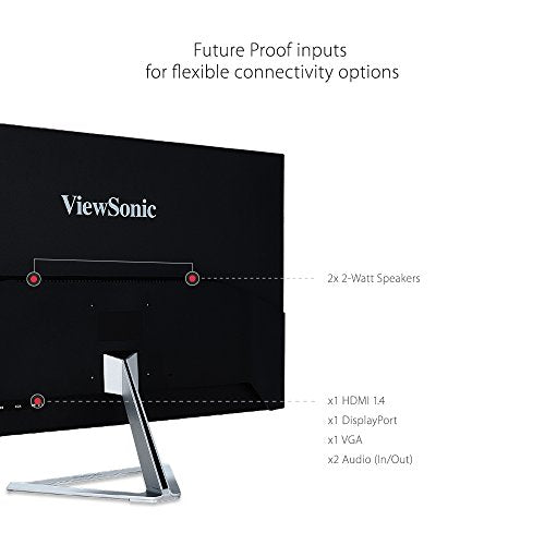 ViewSonic VX3276-MHD 32 Inch 1080p Widescreen IPS Monitor with Ultra-Thin Bezels, Screen Split Capability HDMI and DisplayPort