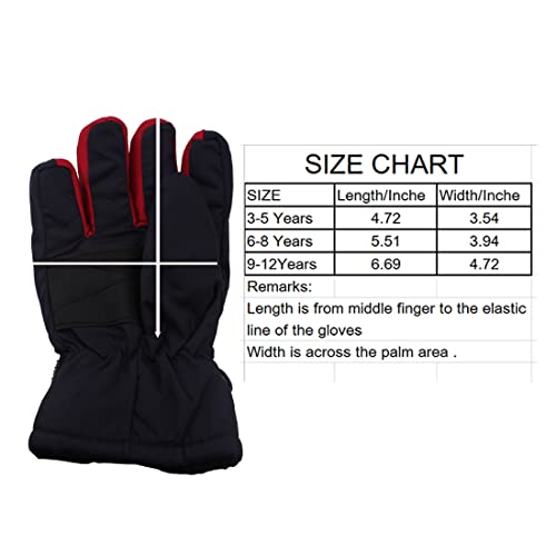 kimmyku Waterproof Snow Ski Driving Winter Gloves for Toddler Children Kids boy Girls Black Color 3-4-5-6-7-8 Years