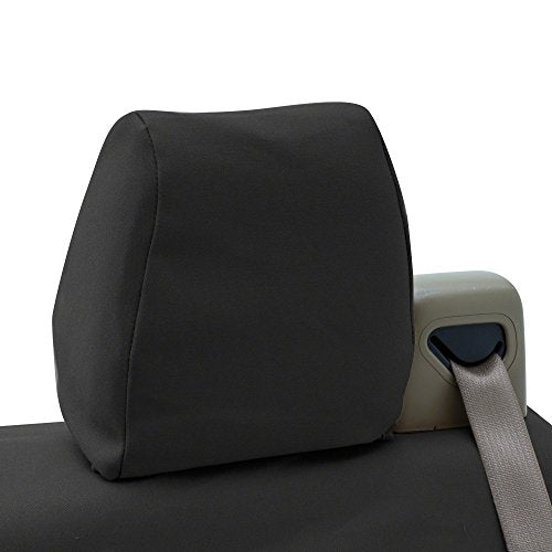 Coverking Custom Fit Front Solid Bench Seat Cover for Select Ford F-Series Models - Polycotton Drill (Black)