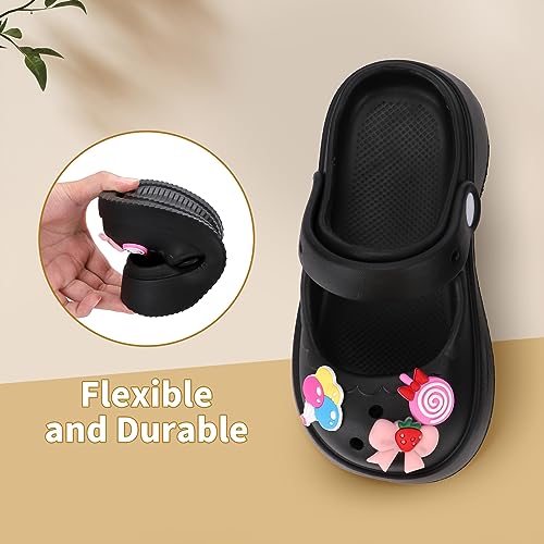 Kids Clogs Girls Mary Jane Garden Clogs Toddler Cartoon Slide Sandals Slip-on Beach Pool Water Shoes with DIY Charms Pink