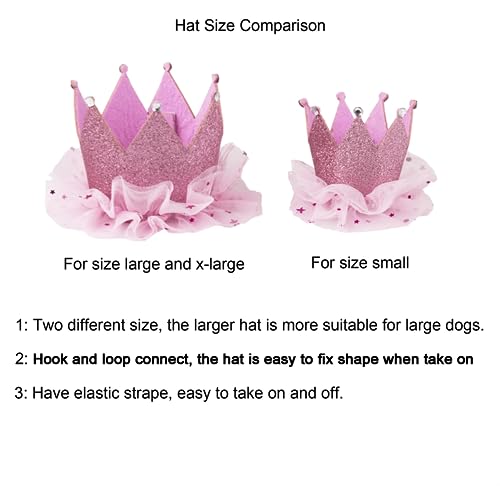ADOGGYGO Dog Birthday Party Supplies, Multi Size Offered, Birthday Girl Dog Bandana, Pink Puppy Party Hat Crown with Numbers for Small Puppies Pets (Small)