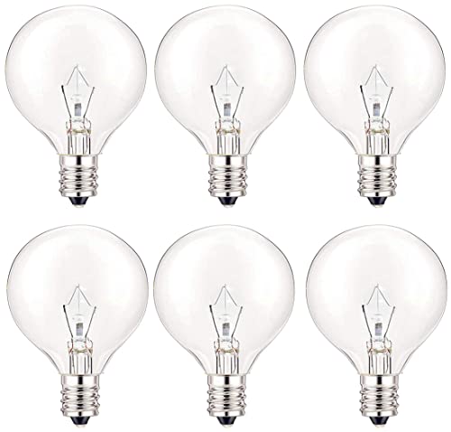 SerBion 20 Watt Light Bulbs for Wax Warmers, Candle Lamps Light Bulbs for Mid-Size Scentsy Warmer and Candle Warmers, Candle lamp e12 Base, Dimmable, Warm White, High Temperature Resistance(6PCS)