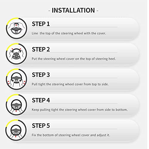 Microfiber Leather 15" Universal Fit Car Steering Wheel Cover, Elastic Nonslip Breathable and Odorless, Black & Brown