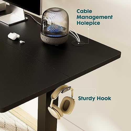 SMUG Standing Desk, Adjustable Height Electric Sit Stand Up Down Computer Table, 40x24 Inch Ergonomic Rising Desks for Work Office Home, Modern Lift Motorized Desktop Workstation, Black