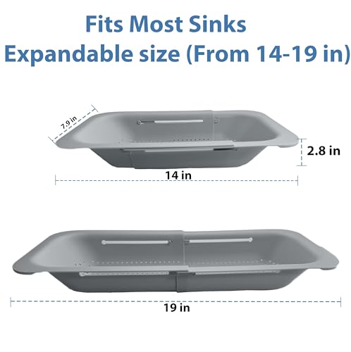 Over the Sink Colander Extendable Basket Strainer to Wash Fruits and Vegetables Food Strainer to Drain Pasta or Dish rack to Dishes-Kitchen Essentials strainers and colanders
