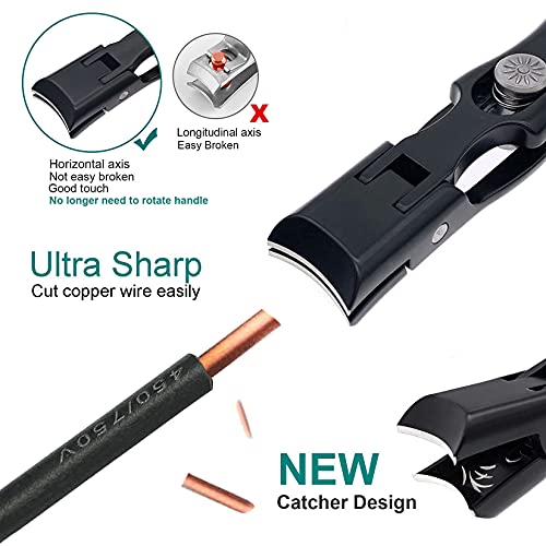 VOGARB Nail Clippers for Thick Nails Large Wide Jaw Opening Cutter with Safety Lock Heavy Duty for Toenail Fingernail No Splash Trimmer with Big Catcher for Men Women Adult Seniors (Black)