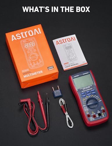 AstroAI Digital Multimeter and Analyzer TRMS 6000 Counts Volt Meter Ohmmeter Auto-Ranging Tester; Accurately Measures Voltage Current Resistance Diodes Continuity Duty-Cycle Capacitance Temperature