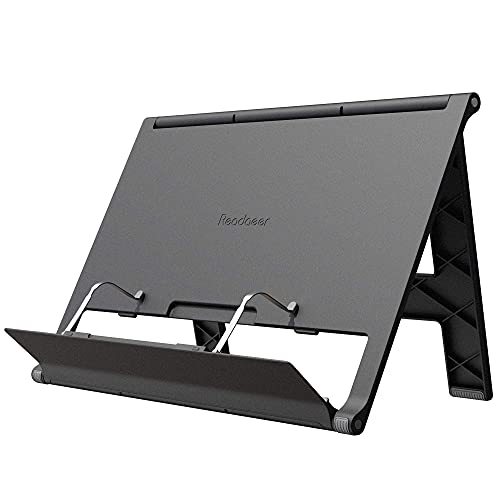 Readaeer Portable Book Stand Free Angle Adjustable Book Holder for Thick Textbook Collapsible Lightweight Book Rest (Black)
