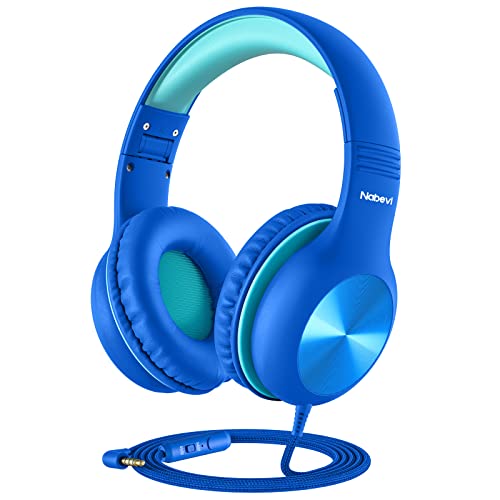 Nabevi Headphones for Kids for School, Kids Headphones with Microphone, Sharing Function, 85dB/94dB Safe Volume Limit, HD Sound, Over Ear Kids Headphones for School, On-line Study, Travel [Violet]