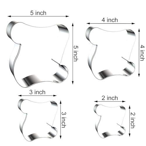 Scroll Cookie Cutter Set - 5 inch, 4 inch, 3 inch, 2 inch - 4 Piece Scroll Letter Paper Map Plaque Frame Cookie Cutters Shapes Molds - Stainless Steel