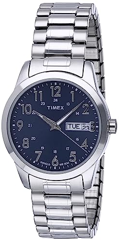 Timex Men's South Street Sport 36mm Watch – Silver-Tone Case Blue Dial with Silver-Tone Stainless Steel Expansion Band