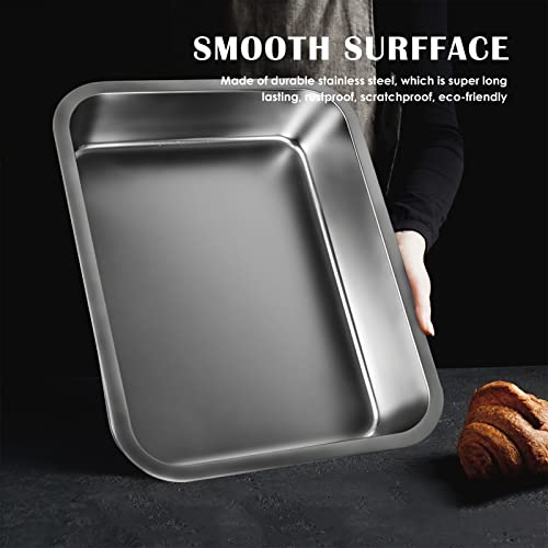 IKITCHEN Stainless Steel Cat Litter Box, Small Low Entry Open Metal Litter Pan for Kittens Newborn Cats Rabbits, Never Absorbs Odors 15.7" L x 11.7" W x 4" H