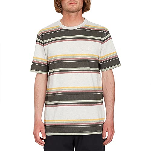 Volcom Men's Regular Bandstone Striped Crew Shirt, Heather Grey, X-Small