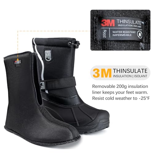 FREE SOLDIER Mens Snow Boots Insulated Waterproof Hiking Winter Shoes Nonslip Outdoor Ankle Cold Weather Boots with Warm Inner(Black,7)