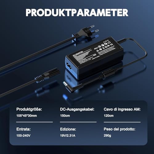45W 19.5V 2.31A Laptop Adapter Charger for Hp Stream 11 13 14; Touchsmart 15 250 G3 255 G4 355 G2; Hp Spectre X360 hp Pavilion X2 11 13 15 719309-001 740015-004 Notebook Power Supply Cord