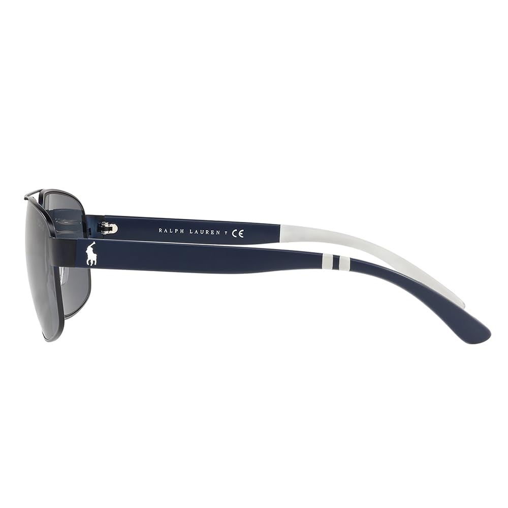 Ralph Lauren PH 3112 930387 Matte Blue Navy Metal Pilot Sunglasses Grey Lens