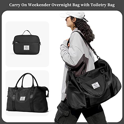 SYCNB Weekender Bags for Women,Travel Duffel Bag with Toiletry Bag,Overnight Weekend Carry On Personal Item Bag with Wet Pocket & Trolley Sleeve,Gym Bag,Peacock Blue