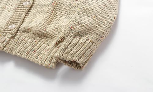 Mud Kingdom Toddler Girl Sweater Knitted Cardigan V-Neck Button Up Ribbed Cuff Hem Outerwear Apricot 3T