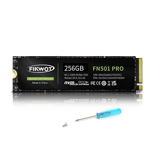 Fikwot FN501 Pro 256GB NVMe SSD - M.2 2280 PCIe Gen3 x4 Internal Solid State Drive with Graphene Cooling Sticker, Up to 3,500MB/s, SLC Cache 3D NAND TLC, Compatible with Laptop & PC Desktop