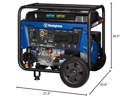 Westinghouse 11000 Peak Watt Dual Fuel Portable Inverter Generator, Remote Electric Start, Transfer Switch Ready, Gas and Propane Powered, Low THD - Safe for Electronics, Parallel Capable, CO Sensor