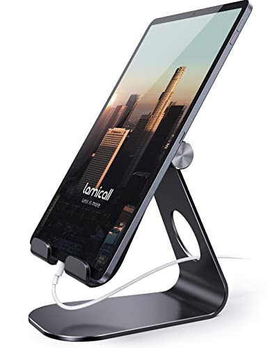Lamicall Tablet Stand, Adjustable Tablet Holder - Desktop Stand Dock Holder Compatible with 4-13" Tablet Such as iPad Pro 11, 9.7, 10.5, 12.9 Air Mini 4 3 2, Kindle, Nexus, Tab, Silver