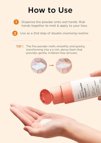 Hanskin Vitamin C Glow Powder Cleanser - Gentle Face Wash for Brightening & Radiant Skin, Papaya Enzyme Powder Facial Cleanser for Dry Skin, Exfoliating & Refreshing Korean Skincare [2.36 fl oz.]