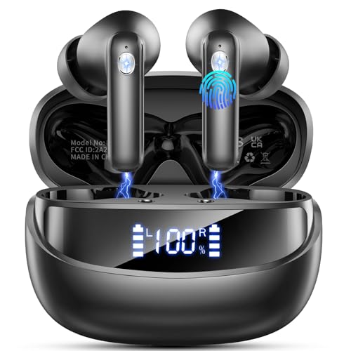 Wireless Earbuds, Bluetooth 5.4 Headphones with 4 ENC Noise Cancelling Mic, 45Hrs Playtime Bluetooth Earphones HiFi Stereo Deep Bass, in Ear Earbuds IP7 Waterproof, Wireless Headphones for Android iOS