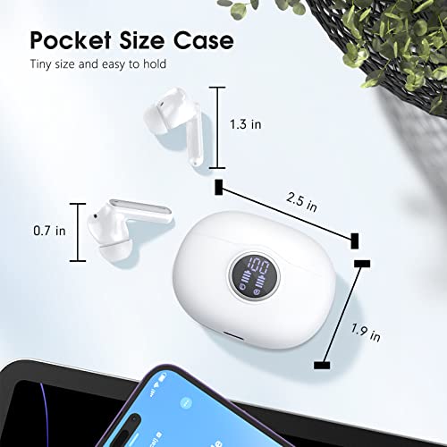 HKERR Wireless Earbuds, Bluetooth 5.3 Headphones with 4 Mics, ENC Noise Cancelling Wireless Headphones, IPX7 Waterproof Earbuds, 50H Deep Bass Sport Bluetooth Earbuds for Sports, Gym, Workout