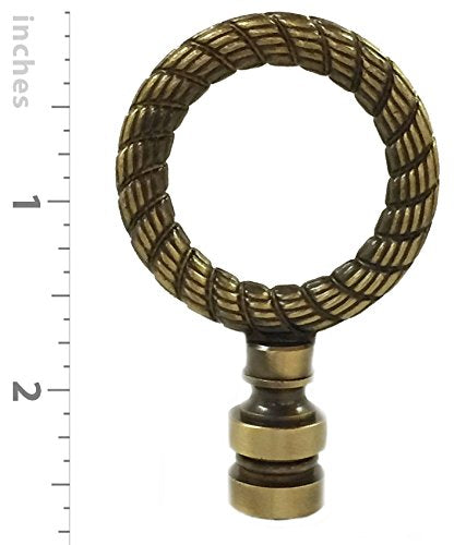Royal Designs Rope Wreath 2.25" Lamp Finial for Lamp Shade, Antique Brass