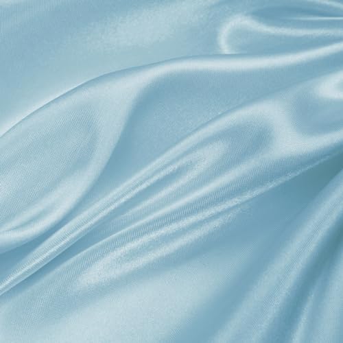 Horbaunal 100 Pack Satin Napkins 17" x 17" Square Dinner Napkins with Elegant Lace, Soft Cloth Napkins for Parties, Weddings, Events, Baby Blue