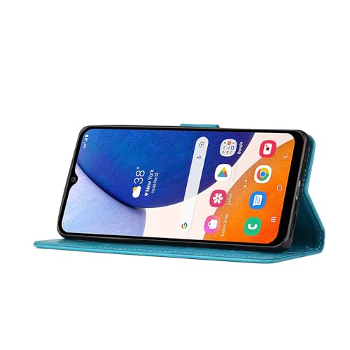 Mavis's Diary Galaxy S24 Flip Case with Card Holder Stylus Pen, Women Floral Embossing Leather Folio Cover Folding Phone Wallet Case Compatible with Samsung Galaxy S24 6.2" (Blue)